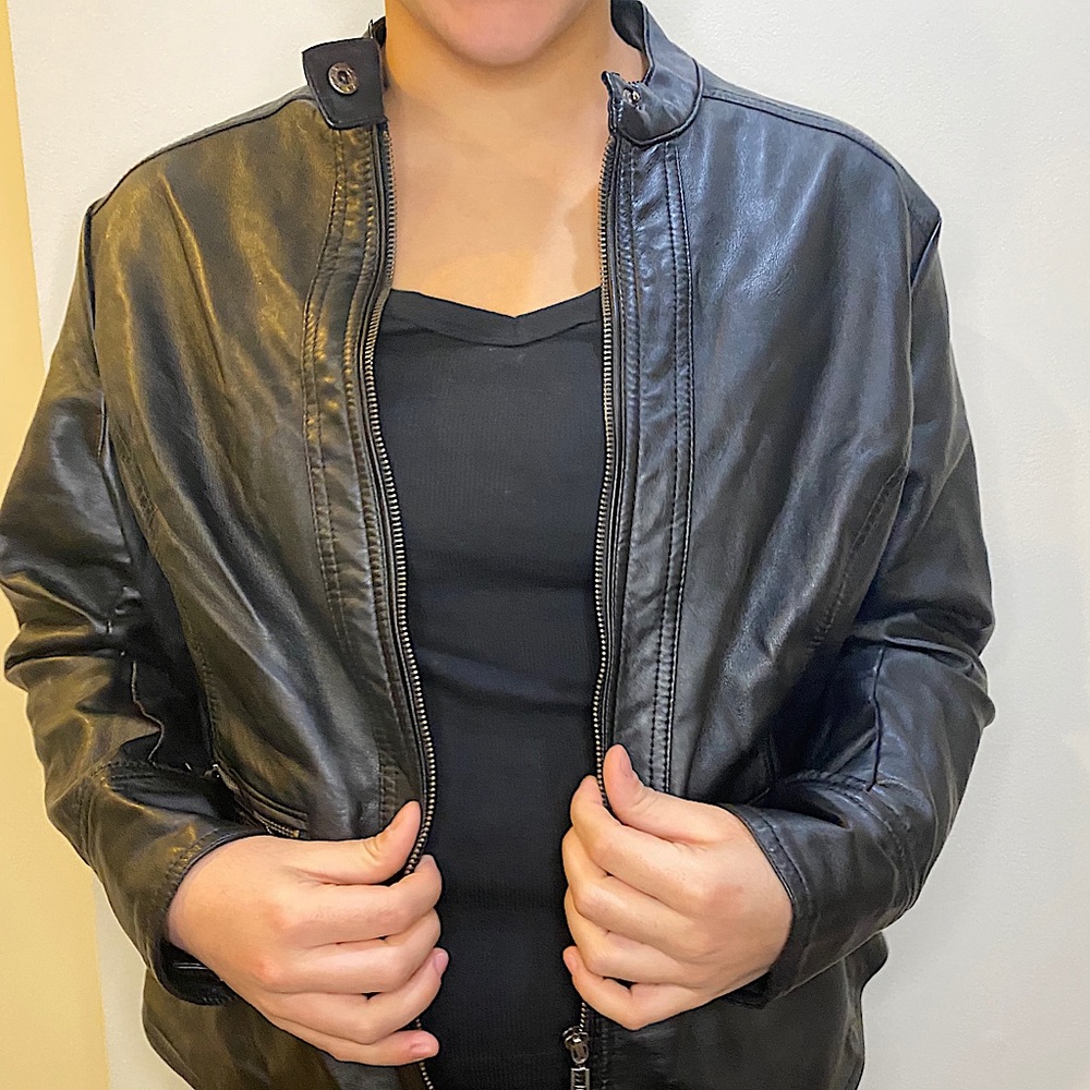 JOU JOU black faux leather jacket